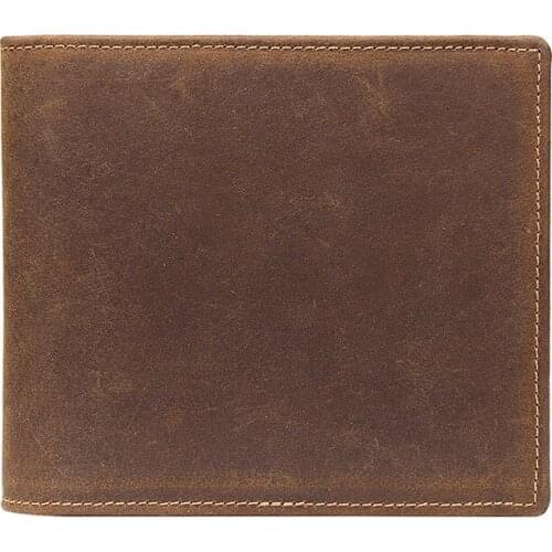 2019 New genuine leather men wallet casual style purse high quality crazy horse leather multi-card position short wallets