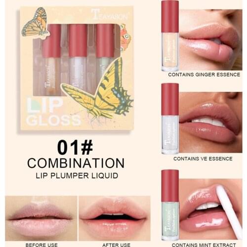 3pcs/box Lipstick Lip Gloss Portable Mini Lip Glaze Lipstick Lip Gloss Blush Lip Gloss Diamond Box Beauty Makeup Tool
