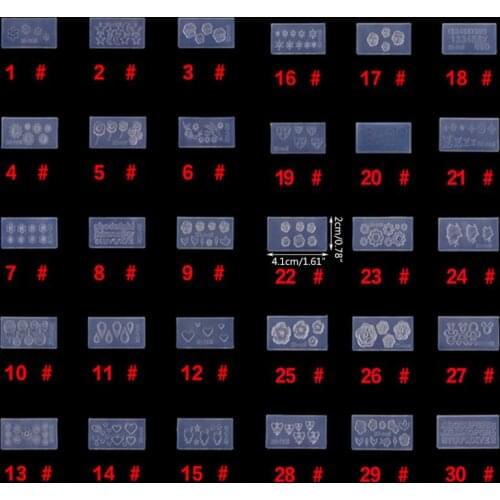 30Pcs 3D Acrylic Silicone Mold Carving Floral Mould for Nail Art DIY Decoration