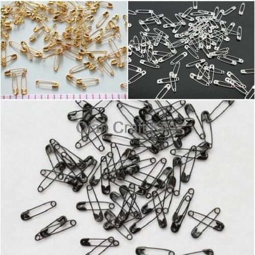 3000pcs Tiny mixed colors 20-22mm gold ,silver ,black Safety Pins for Jewelry Making Craft Supplies Collage bulk sale