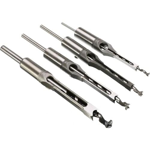 4pcs Hollow Square Holes Saw Mortising Chisel Auger Drill Bit Woodworking Tool Mortising Hole Drill 6.4/8/9.5/12.7mm