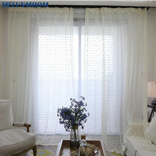 White Korean Mesh Flowers Lace Gauze Window Screens Curtains For Living Room Warp Knitting Embroidery Tulle for Bedroom