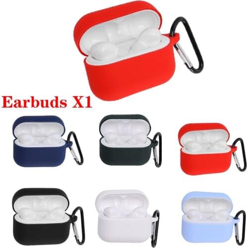 Funda Honor X1 case with hook For Huawei honor X 1 case Solid color silicone Wireless Bluetooth headphone case coque honor X 1