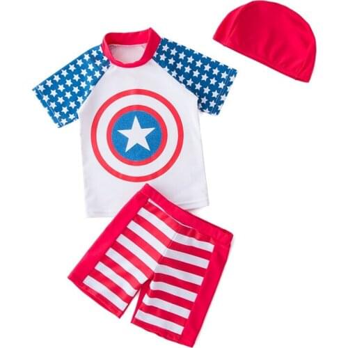 Kids Boy Swimsuit Bathwear Fashion Children Wetsuit For Boy Fashion Swimsuits Lovely Baby Boys Sunscreen Hero 3Pcs Boy Swimwears
