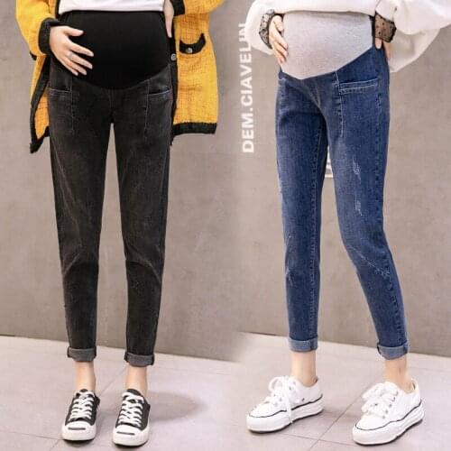 Maternity Jeans Pants 2021 Loose Pregnant Women Jeans High Waist Belly Leggings Spring Autumn Denim Pants Pregnancy Trousers