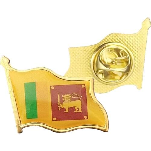 Asian Sri Lanka Country Waving National Flag Brooch Gold Plated Courtesy Enamel Lapel Pin Badge Knapsack Decoration Accessories