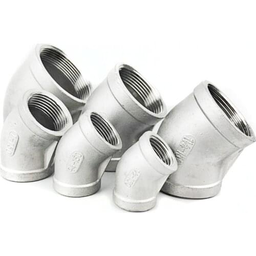 1/4" 3/8" 1/2" 3/4" 1" 1-1/4" 1-1/2" 2" BSPT Female 45 Degree Elbow Connector Coupler 304 316 Stainless Pipe Fitting