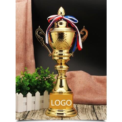 Hot Sale Sports Athletic Football Award Trophy Cup Golden Plated Metal Cup Trophy Custom Sports Trophies Award Medal 28cm Height