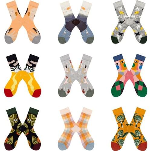 Cotton Casual Women Long Socks Autumn Winter Colorful Pattern High Sock Ladies Harajuku Stockings Fashion Cartoon Sock For Gifts