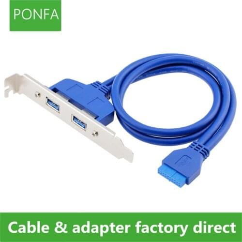 0.5M PC Mainboard 20 pin to Dual USB 3.0 Ports Express Cable Motherboard 20Pin to 2 USB3.0 Panel Bracket Extension Cord