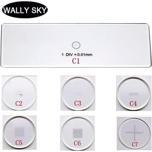 Calibration Ruler Microscope Slides Reticle Microscope Micrometer Eyepiece Lens Measurement 7PCS/Set 0.1mm 0.2mm 0.05mm 0.01mm