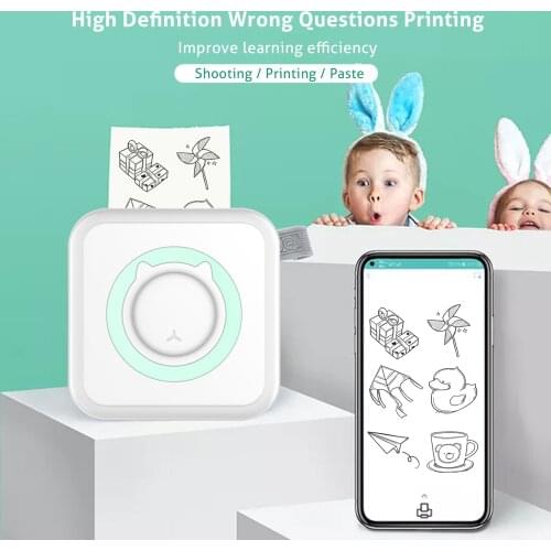 C15 Pocket Thermal Printer Portable Mini Wireless BT Connect 200dpi Photo Label Memo Wrong Question Printing with 1 Roll Paper