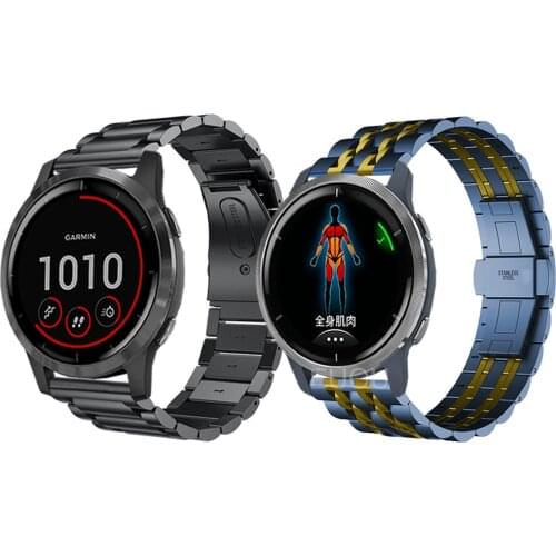 For Garmin Venu 2 Classic Metal Stainless Steel Strap Wrist Band Vivoactive 4 45mm Smart Watch Watchband Bracelet Belt