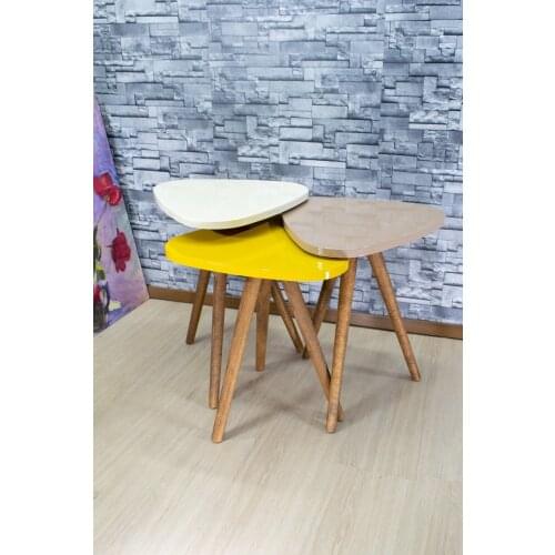 Zigon Coffee Table Turning Foot Triangle Cream Capi Yellow