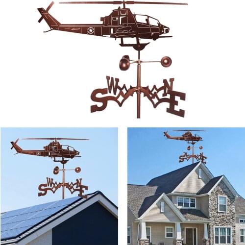 Creative Vintage Helicopter Weather Vane Iron Funny Wind Speed Spinner Vane Garden Decorations Household Patio Yard Decoration