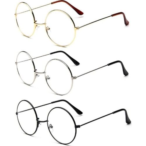 Fashion Vintage Retro Metal Frame Clear Lens Glasses Nerd Geek Eyewear Eyeglasses Oversized Round Circle Eye Glasses