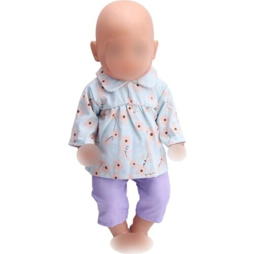 Doll clothes spring suit Light green blouse purple pants suit fit 43 cm baby doll and 18 inch Girl dolls f3
