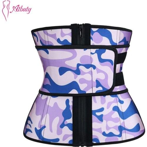 Atbuty Waist Trainer Custom Logo Camouflage Latex Underbust Zipper Corset For Women Weight Loss 3XS-6XL NBW1694