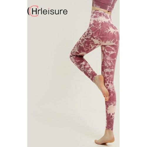 CHRLEISURE Sports Leggings Women High Waist Elastic Printed Push Up Leggings Women Running Tie Dye Seamless Fitness Sexy Legging