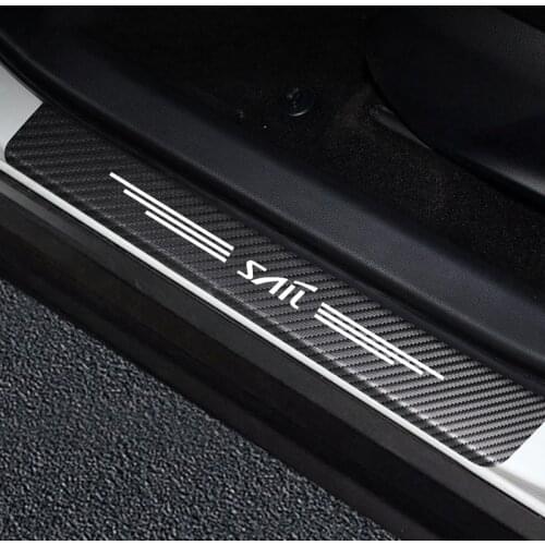 For Chevrolet Sail Carbon Fiber Decals Paster Anti Scratch Cover Car Door Sills Stickers Auto Door Threshold Guard Accessories