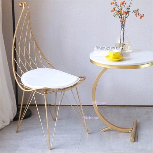 Nordic Dining Chair Kitchen Furniture Creative Wrought Iron House Chair Fashionable Dining Chairs Modern Lounge Backrest Chair