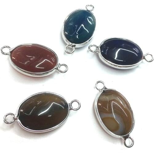 Egg-shaped Gray Agates Pendant Necklace Reiki Healing Natural Stone Amulet DIY Jewelry Gift Size 14x26mm