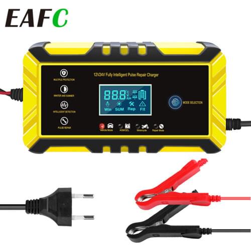 8A 12V-24V Full Automatic Car Battery Charger Power Pulse Repair Chargers Wet Dry Lead Acid Battery-chargers Digital LCD Display