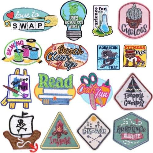 Iron on Patch Rectangular Painting Shape Embroidered Patches for Clothing Jeans Stickers Custom Badges Creative DIY Applique E