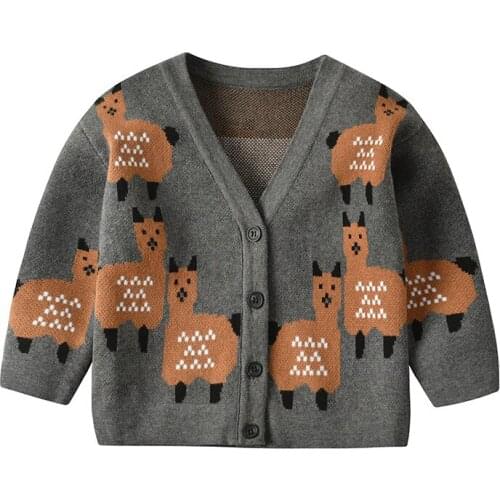 Christmas New Alpaca Cardigan Jacket Winter Jacket Boys Knitwear Sweater Fashion Korean Children Jacket For Baby Girl 1-5 Years