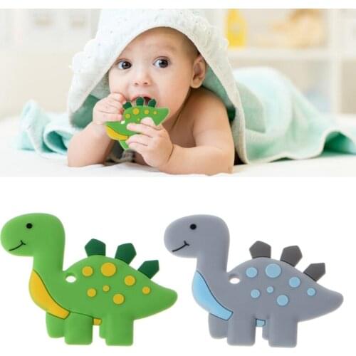 Dinosaur Baby Teethers Pendant Necklace Accessory BPA Free Silicone Chew Toys