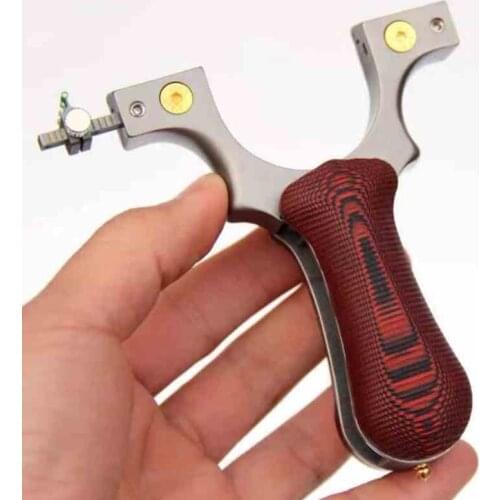 Titanium alloy folding slingshot + G10 patch high quality detachable catapult with titanium alloy sight for outdoor hunting