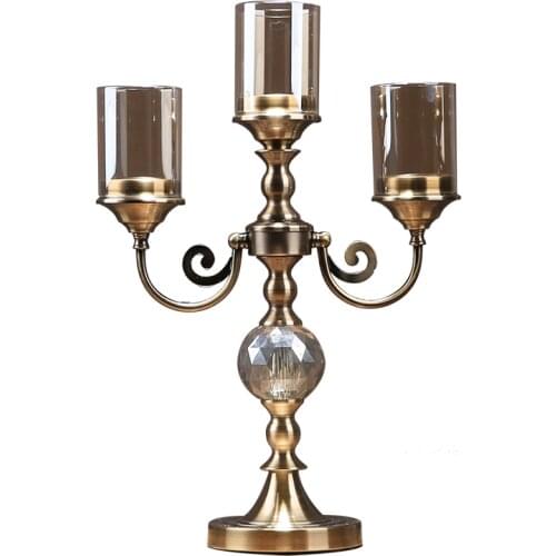 MODERN METAL CANDLE HOLDER GLASS IRON LUXURY MOROCCAN CANDLESTICK GLASS CYLINDER KAARSENHOUDER PILLAR CANDLE HOLDER EA60ZT