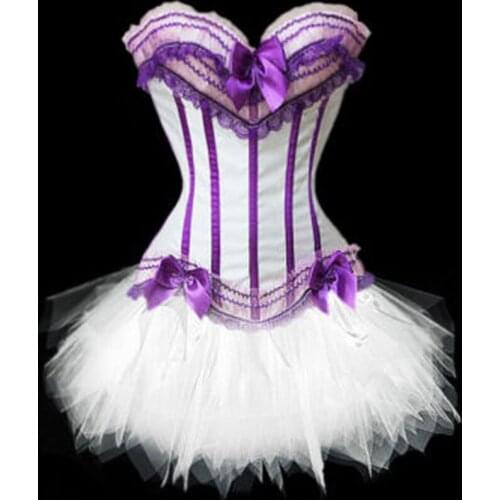 Sexy Ladies Wedding Lingerie Brocade Bustier Boned Satin Lace Up Corset Waist Trainer Dancer Showgirl Corsets TuTu 068