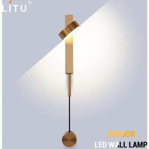 Led indoor wall lamps rotation dimming switch led wall light modern stai wall deco wall sconce livingroom golden led luminaire