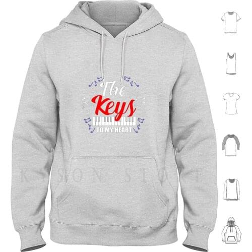 The Key To My Heart Hoodies Long Sleeve Piano Play Piano Musical Instrument Tape Orchestra