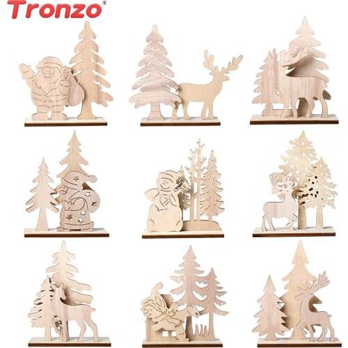 Tronzo DIY Deer Santa Claus Christmas Wooden Ornaments Christmas Table Decoration For Home Xmas Tree Wood Hanging Pendants 2019
