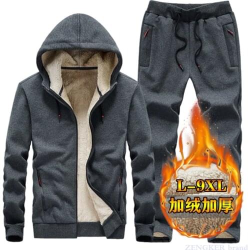 Thickening Sports Suit Mens Winter Suit Plus Size Two Piece Set 9xl Tracksuit Men Clothes Set sweatpants and hoodie set