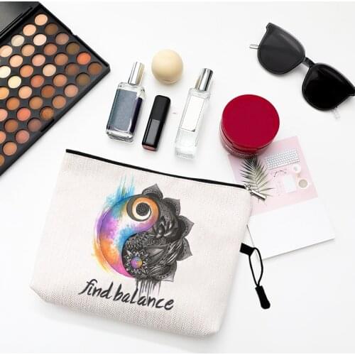 Women Ladies Makeup Bag With Totem Sun Pattern Cute Organizer Bag Pouches For Portable Travel Bags Pouch Womens Cosmetic Bag