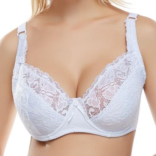 Plus Size Sexy Lace Womens Soft Bras Lingerie Push Up Brassiere 34-44 DD Cup Underwire Fashion Bralette Cotton Female Underwear