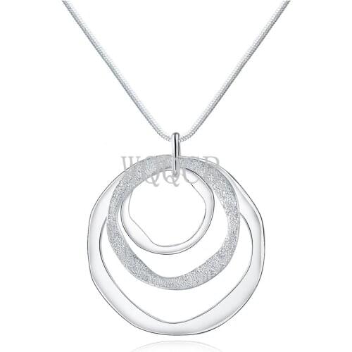 Womens Classic 925 Silver colorDrop Necklace Three Hoop Multilayer Twisted Wave Necklace Oorbellen Brincos pendientes