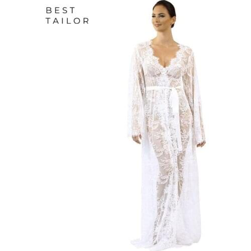 Wedding Dresses 2021 Transparent Lace Vacation Long Outfit Beach Bridal Gown Long Sleeves sash vestido de novia robe mariage