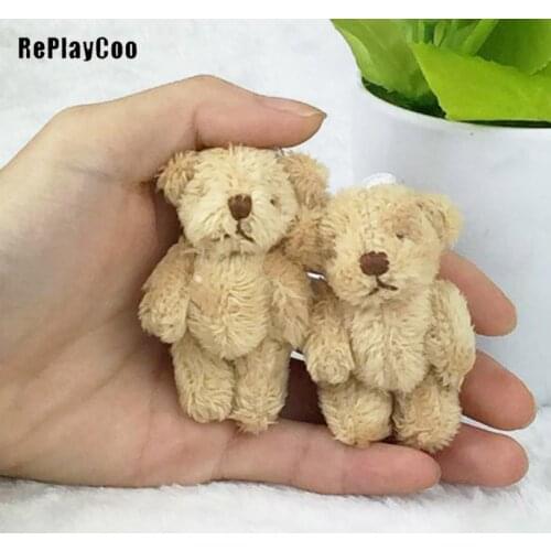 100PCS/Lot Mini Teddy Bear Stuffed Plush Toys Small Bear6.5cm Light brown Stuffed Toys pelucia Pendant Kids Birthday Gift J00503