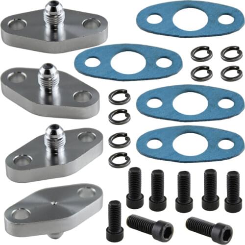 4PCS Turbo Oil Feed Inlet Flange Gasket Adapter 4AN 4 AN Fitting T3 T3/T4 T04