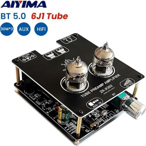 AIYIMA HiFi 6J1 Tube Amplifier Stereo Power Amplifier 30Wx2 Tube Pre-amplifier Bile Buffer Auido Bluetooth-Compatible Home Amp