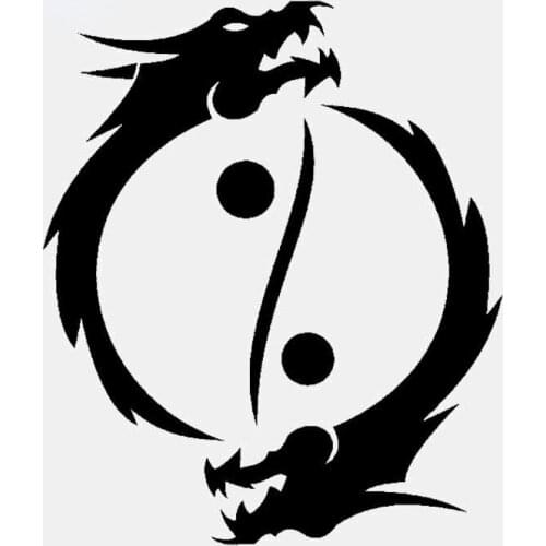 Personality Car Sticker Buddhism Yin Yang Symbol Asian Dragons Accessories Sunscreen Vinyl Decal Black/Silver,13cm*11cm