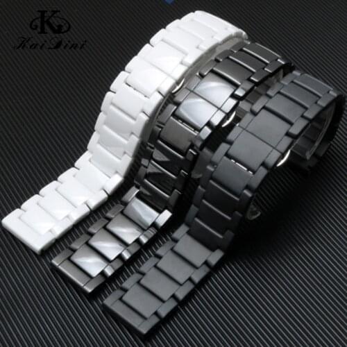 Black ceramic watch band for AR1507/1509/1499/1895 Series ceramic strap accessories Straight End Watch Band 22mm male Universal