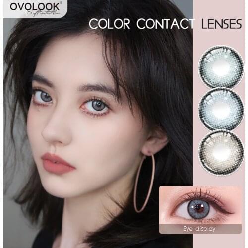 OVOLOOK-Exclusive Styles Colored Contact Lenses For Vision Correct With Degree Diopter Yearly Myopia Eye beauty pupil Lens
