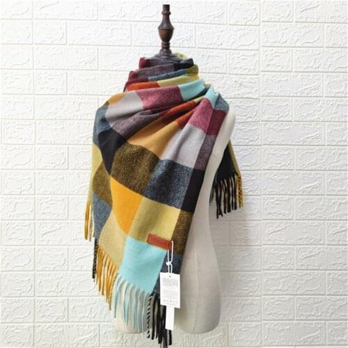 Designer knitted spring winter women scarf plaid warm cashmere-like scarves shawls luxury brand neck bandana pashmina lady wrap
