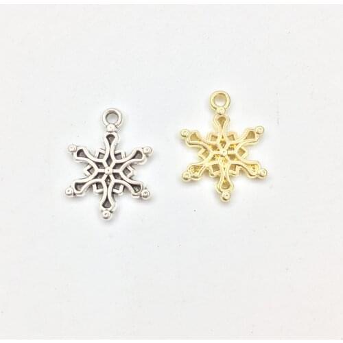 Eruifa 20pcs 15mm Snowflake Coin Zinc Alloy necklace,earring bracelet jewelry DIY handmade 2 colors