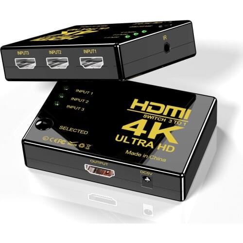 Hot Selling New Arrival Supports Full HD 4K 1080P 3D 3 Port 3 in 1 out HDMI Switch Cable